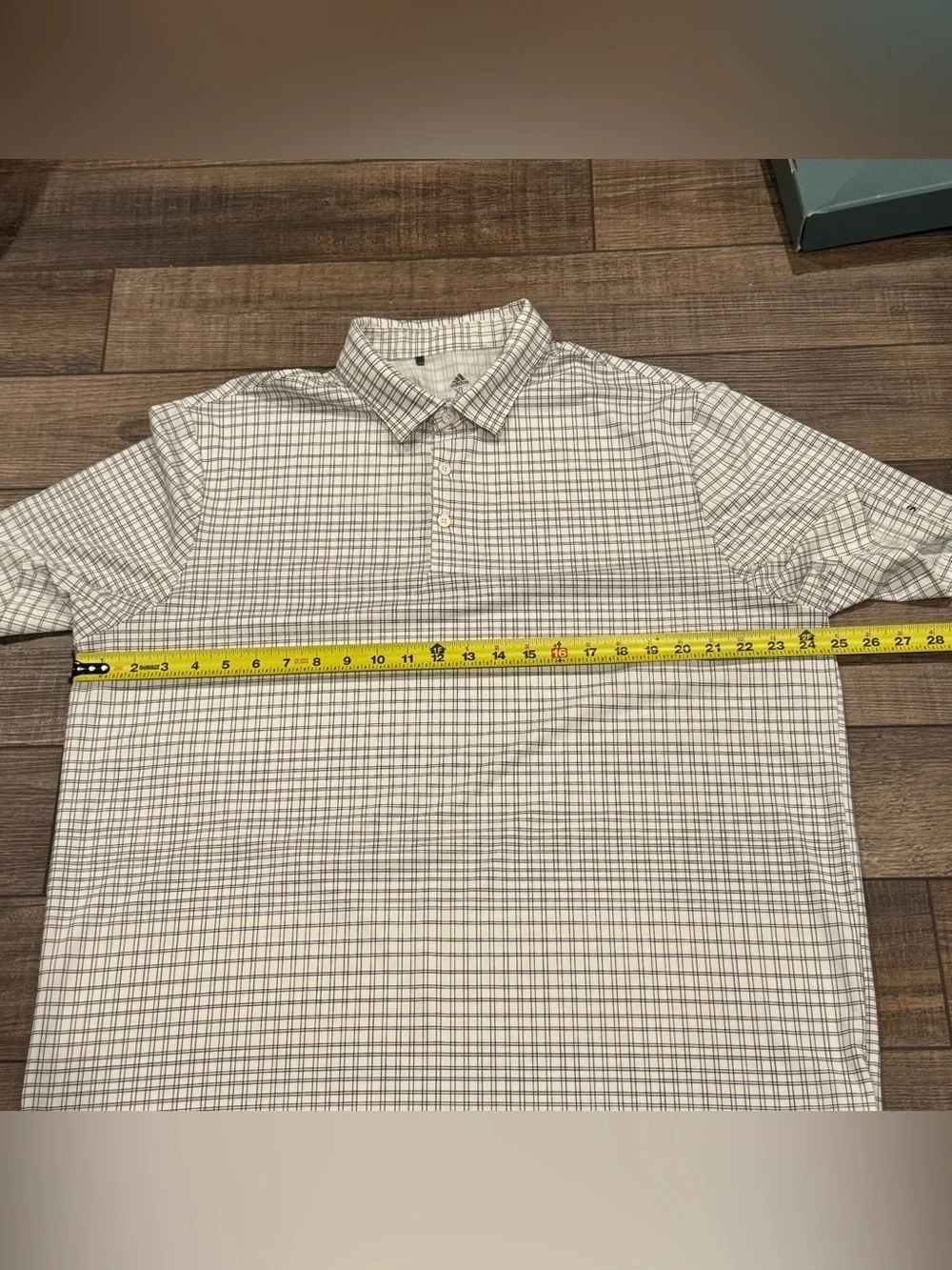 Adidas Polo Shirt Mens XL Plaid Primegreen Solid Golf Performance Top Casual